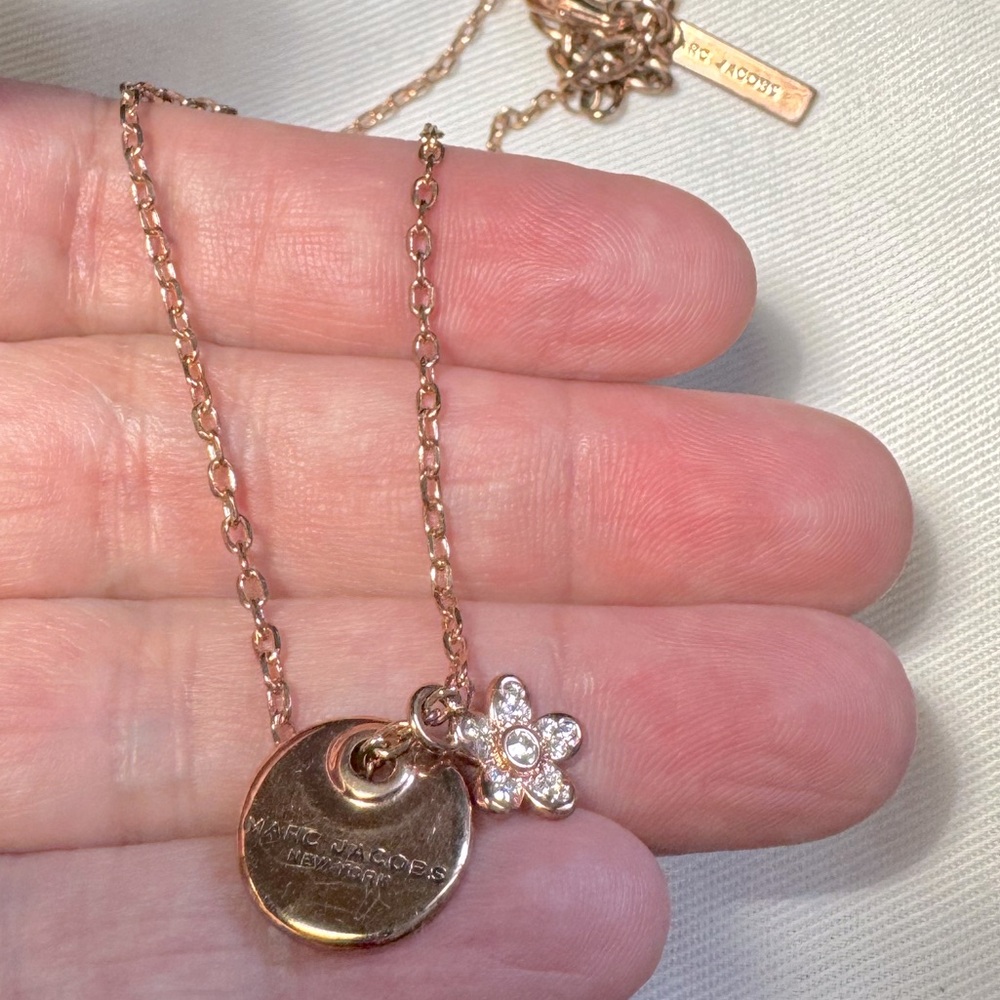 Marc Jacobs Coin Crystal Flower Pendant Necklace pre-loved